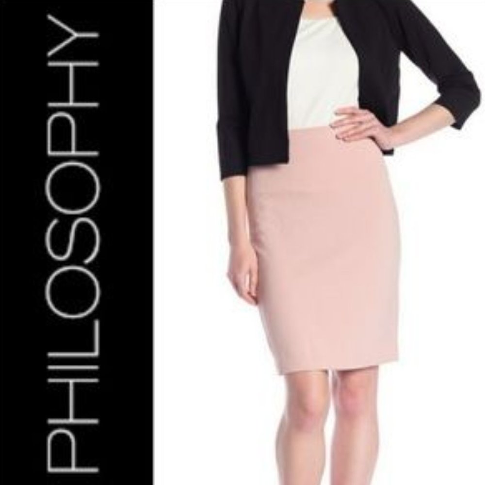 PHILOSOPHY Blush Pink Faux Suede Pencil Skirt Size Small